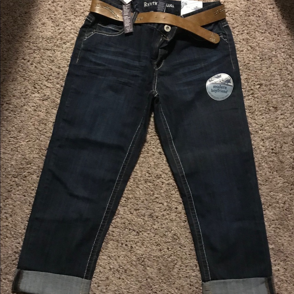 Rhythm in Blue boyfriend style Capris